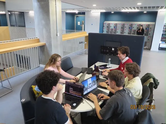 The Vybe team building together at the Notion hackathon