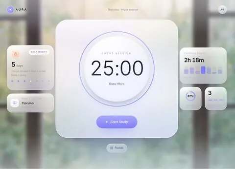 The Pomodoro timer's focus session screen