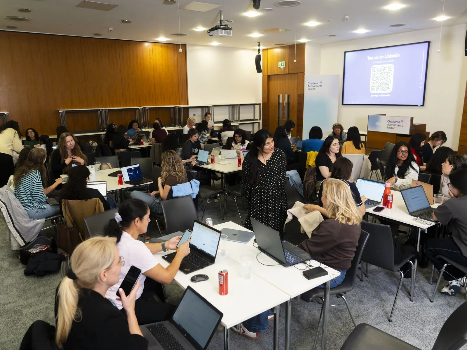 The room at Women Who Build, full of people building